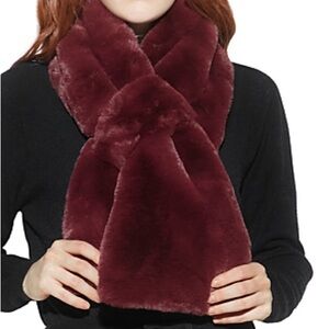 Apparis Burgundy Faux Fur Scarf | Soft, Luxe Vegan Winter Accessory | NWT